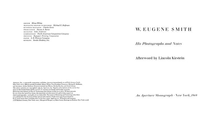 W. Eugene Smith His Photographs And Notes
