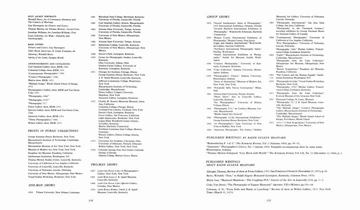 Published Writings: By Ralph Eugene Meatyard