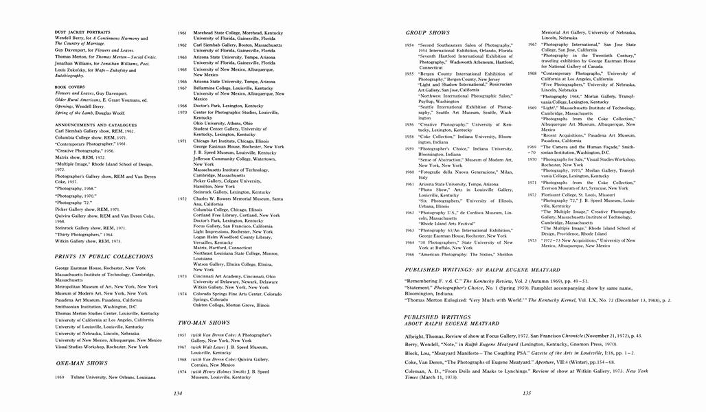Published Writings: By Ralph Eugene Meatyard