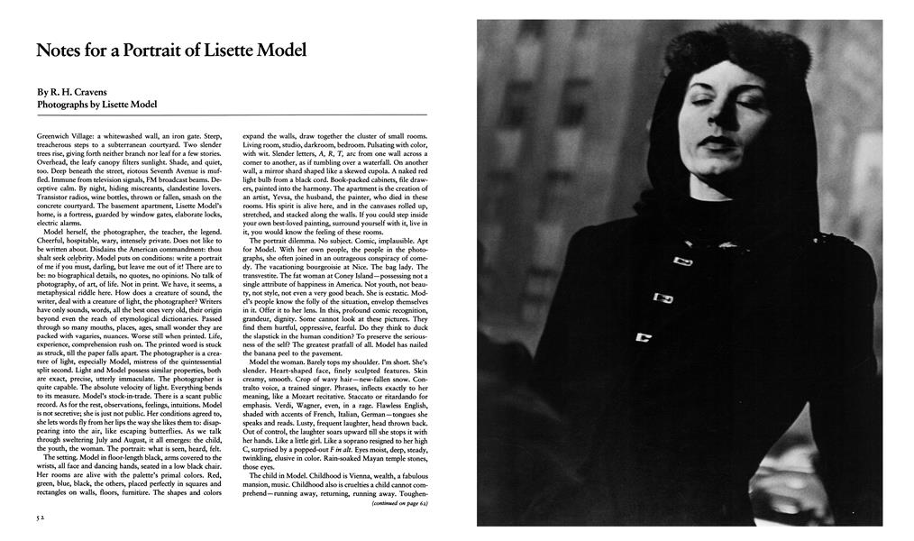 Notes For A Portrait Of Lisette Model | Aperture | Spring 1982