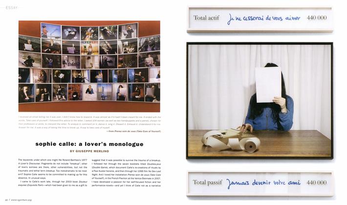 Sophie Calle: A Lover's Monologue