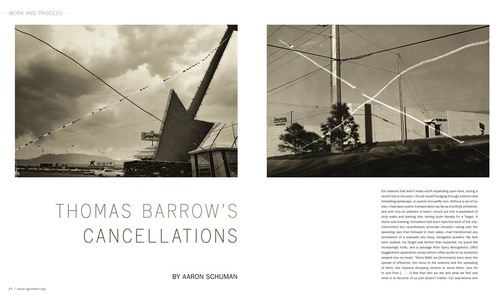 Thomas Barrow s Cancellations Aperture Fall 2012